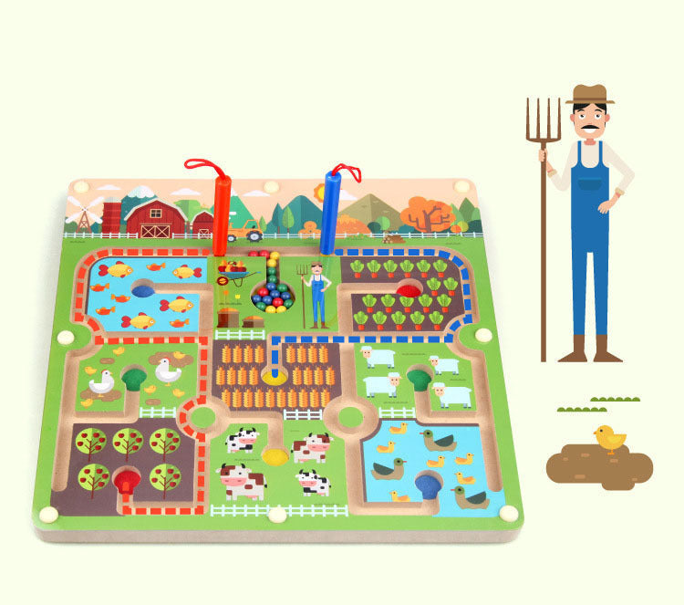 Magnetic Farm Maze Puzzle Board