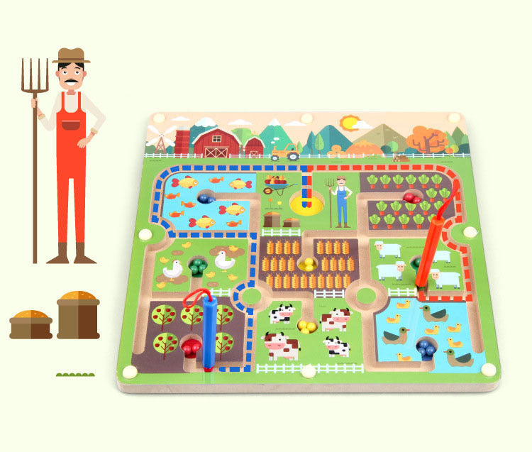 Magnetic Farm Maze Puzzle Board