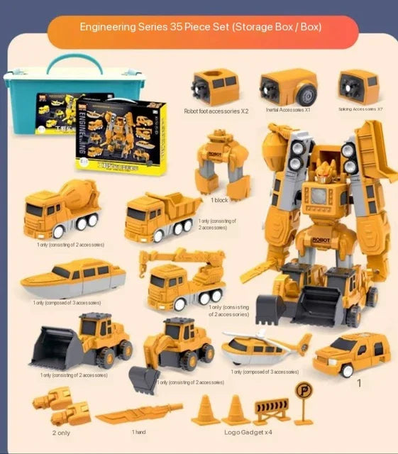 Magnetic Construction Vehicle Transformer Set