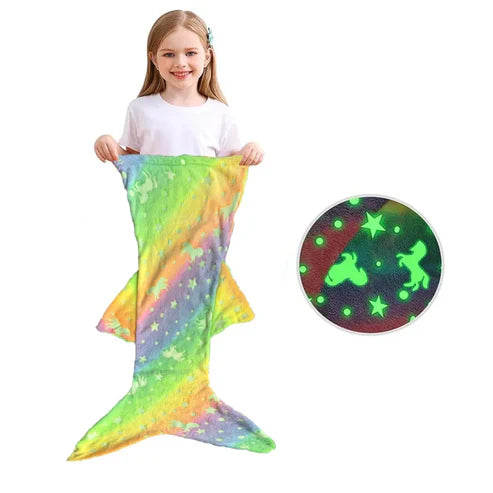 Glowing mermaid sleeping bag