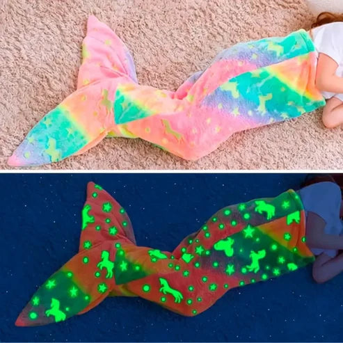 Glowing mermaid sleeping bag