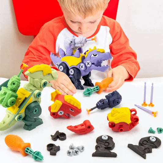 Dinosaur screw play set with suction cup cannon
