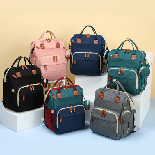 2-in-1 baby backpack with integrated changing mat