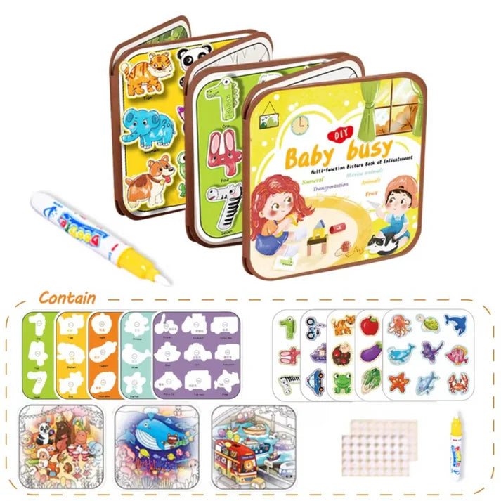 2-in-1 magical montessori storybook for coloring and playing
